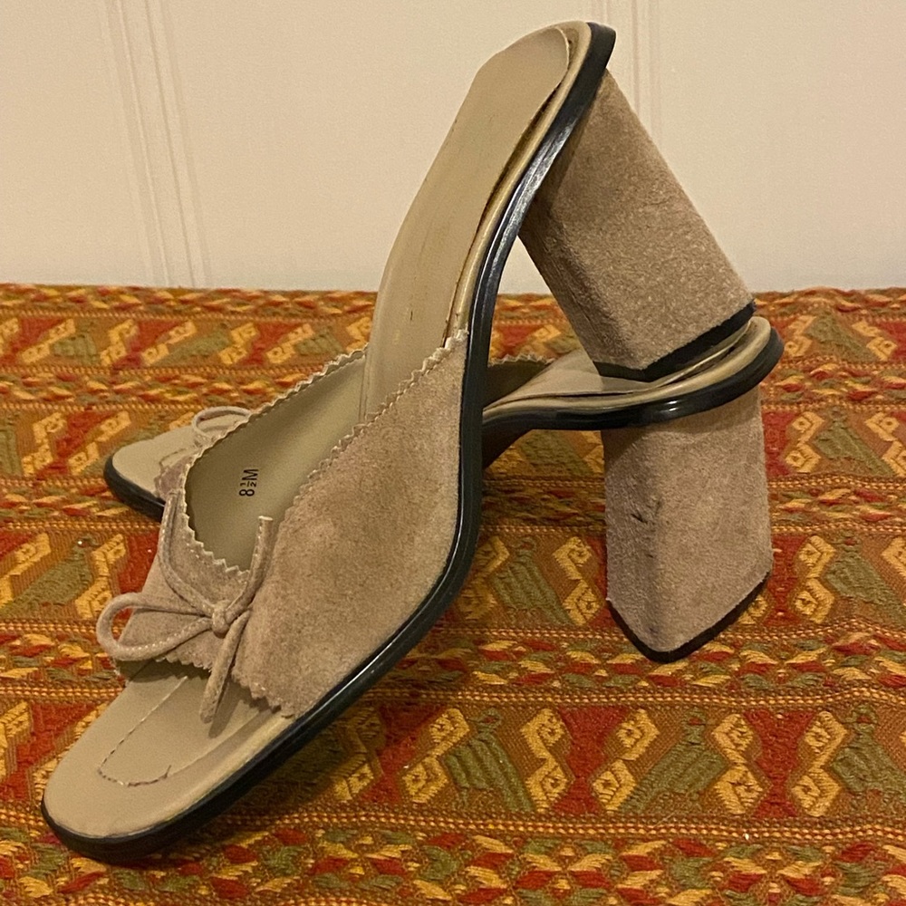 Unique suede heel